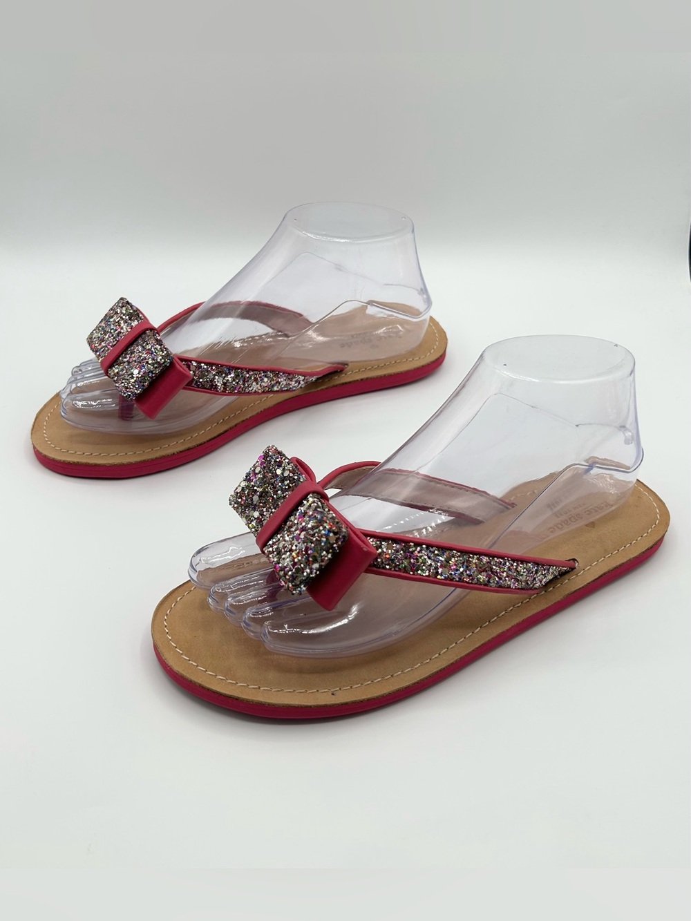 Kate Spade Pink Glitter Bow Flip Flops Sandals Flats Women’s Size 8
